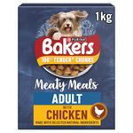 BAKERS Meaty Meals Adult Dry Dog Food Chicken 1kg (Pack of 5)
