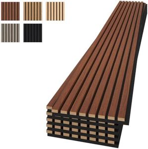 TONOR Wood Slat Panels, 6 Pack 9mm+9mm Thickened Series, Acoustic Wall Panels for Wall Decor, 96" x 12.6" (50.4sq. ft.), Acoustic Panels for Noise Cancelling, Living Room, Bedroom, Office, Teak