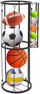 Wall Mounted Outdoor Ball Storage,with Side Small Ball Holder,Garage Ball Organizer for Sports Balls (Basketball,Soccer,Volleyball, Football), Space-Saving Vertical Ball Holder for Basement & Outdoor
