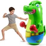 SYNCFUN Inflatable Punching Bag for Kids 47 Inches, Toddler Blow up Punching Bag Toys, Tyrannosaurus rex Dinosaur Bouncing-Back Bopper