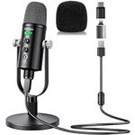 Mercase USB Microphone Compatible with Computer/Micro/Mac/iOS/Android, Cardioid Condenser Mic Kit with Noise Cancellation and Reverb for Voice, Music Recording, Podcasting, Streaming, Gaming