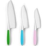 Zulay Kids Knife Set for Cooking and Cutting Fruits, Veggies, Sandwiches & Cake - Perfect Starter Knife Set for Little Hands in the Kitchen - 3-Piece Nylon Knife for Kids - Fun & Safe Lettuce Knife…