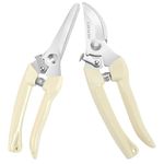 MEPEREZ Premium Garden Shears, Pruning Scissors Gardening Tools, pruners for Flower, Bushes, Rose, Fruit Tree, use for Florist, Yard and Orchard Plant Clippers, Sharp White Steel Anvil Snips, 2 Pack