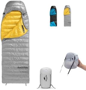 Naturehike Envelope Goose Down 4 Season Sleeping Bags, 41℉ Lightweight Waterproof Camping Backpacking Sleeping Bag for Adults, Foot Zipper with Stuff Sack Included (Gray, M)