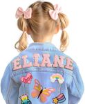 Custom Kids Patch Jean Jacket with Names | Toddler Girls Clothes 1-8 Year Old Christmas Birthday Gifts for Girls Boys, Custom Name Denim Long Sleeve Jacket, Fashion Boys' & Girls' Outerwear Jacket