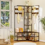 unho Coat Rack with Shoe Storage: Coat Stand with Shoe Bench Hall Tree Free Standing Clothes Hat Hanger with Metal Frame Industrial Style for Hallway Entryway Living Room