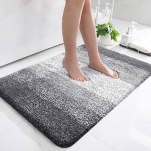 OLANLY Bathroom Rugs Mat 36x24, Extra Soft Absorbent Microfiber Bath Rugs, Rubber Backing, Quick Dry, Machine Washable Bath Mats for Bathroom Floor, Tub, Shower and Home Decor Accessories, Grey