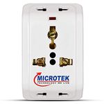 Microtek 3-Pin Universal Multi Plug Adaptor (6A, 240V~), White & Black