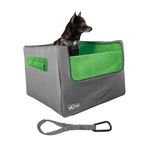 Kurgo Rear Car Booster Seat for Dogs Or Cats | Dog Car Seat | Dog Seatbelt Tether| Carrier Car Seat for Petsup To 30 lb | Helps with Canine Car Sickness | Skybox Booster | Grass Green/ Charcoal