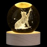 XIANNVXI 3D Cat Crystal Ball Paperweight Cat Gifts for Cat Lovers Cat Gifts for Women Cat Lover Gifts Cat Lamp Cat Light Cat Ornament Crystal Lamp Cute Room Decor