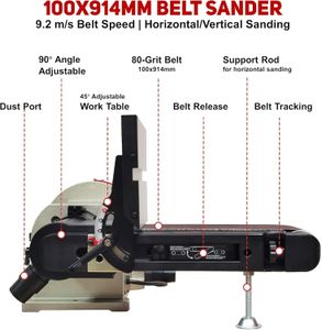 BUCKTOOL 500W Bench Belt and Disc Sander for Woodworking, 100x914mm Belt, 150mm Disc