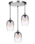 ARIAMOTION Pendant Light Fixtures Glass Cluster Lighting Clear Bubbles Chandelier Modern Teardrop Ceiling Hanging Over Dining Room Table Kitchen Island 3-Lights Lamp Shade 7" Height 5.5" Diam