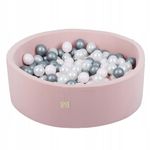 MISIOO Smart Ball Pit - 90 x 30 cm - Ball Pit for Children's Room - Ball Pit Baby - 150 Balls for Ball Pit - Baby Toy - Machine Washable - Oeko-Tex - Pink - Pink/White/Silver Balls