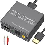 4K 60Hz HDMI Audio Extractor Splitter Converter, HDMI to HDMI +Optical +3.5mm AUX Audio Adapter Supports HDMI 2.0,18Gpbs Bandwidth, Digital/DTS,PCM HDR10