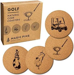 Unique Gift for Golfers - Golf-Themed Cork Coasters (Set of 4) - It's a Great Dad Golf Gift, Gift for Men, or a Golfer Gag Gift, Sustainable and American-Owned