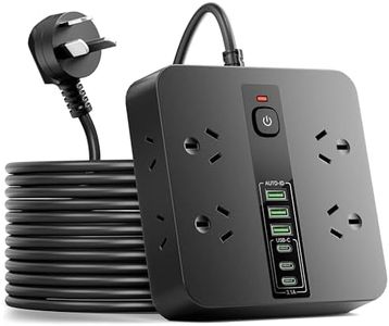 Rigurgito Power Board Surge Protected - 8 Outlets Powerboard USB with 6 USB (3 USB-C) Ports, 4 Side Outlet Extender with 1.8M Extension Cord, Wall Mount Power Strip Charging Station for Home Office