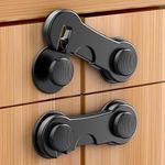 Septeamay Cupboard Locks for Children 12 Pack, Child Locks for Kitchen Cupboards, Strong Adhesive Baby Proofing Locks, Child Safety Cupboard Locks for Kitchen Cabinets, Drawer Door, Fridge - Black