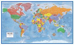 Swiftmaps 92cm x 61cm Laminated World Premier Wall Map Mural Poster A1