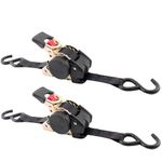 Erickson 34415 Pro Series Black Retractable Ratcheting Tie-Down Strap (Pack of 2, 1" x 10')