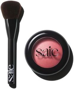 Saie Blush & Brush Duo - SuperSuede Baked Blush in Mia (.01 oz) & Powder Blush Brush - Talc-Free, Moisturizing Blush with Vegan, Fluffy Brush for Seamless Application