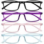 URAQT Blue Light Blocking Glasses, Lightweight Computer Glasses, 4 Pack Anti Eyestrain & UV Glare Gaming Eyeglasses, Comfortable Designer Style Readers Clear Lens Reading Glasses for Women and Men