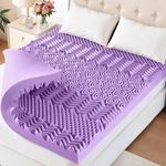 YUGYVOB 2 Inch Mattress Topper Queen, 7 Zone Lavender Infusion Foam Mattress Topper, Cooling & Breathable, CertiPUR-US Certified, 60 x 80 Inch