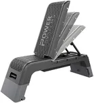 Power Systems Fitness Deck, for Cardio Workouts and Strength Training, Black/Grey - Adjustable Bench and Aerobic Step