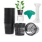 ORIMERC 4 inch 20 Pack Net Cup Pots, with 20 feet Self-Watering Rope, 20 Plant Labels, for Hydroponic Aquaponics Kratky Orchid Vegetable Indoor Outdoor Growing Baskets Nursery Slotted Mesh BPA Free