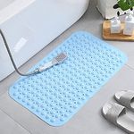 YORTEN Anti Slip Bacterial Anti Bacterial Machine Washable PVC Nonslip Accu-Pebble Bath Mat for Bathtub and Shower with Suction Cups for Extra Grip (Sky Blue with Accu-Pebble, 70 x 37 cm)