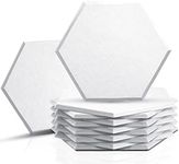 Sonic Acoustics 12 Pack Hexagon Acoustic Panels, 14" X 12" X 0.4" High Density Sound Absorbing Panels Sound proof Insulation Beveled Edge Studio Treatment Tiles (White)