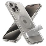 Caseology for iPhone 15 Pro Capella Mag Kickstand, Military Grade Drop Protection, Built-in Kickstand, for iPhone 15 Pro Case Mag-safe - Clear Titan Natural