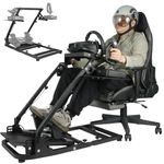 Supllueer Flight Simulation Cockpit Racing Simulator Stand with Multiple Shift Lever Panels fit for Logitech, Thrustmaster, X52 X56 G27 G29 G920,Flight Sim Stand, No Seat Wheel Pedal Shifter