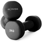 KG Physio Dumbbells Set Weights Neoprene-Coated Dumbbells, Sweat-Resistant Dumbellsweights Set with Anti-Roll Technology, Dumbbell Set with Exercise Poster, 1-10kg Dumbbells Pair