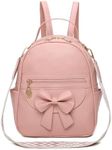 I IHAYNER Girls Mini Backpack Cute Bowknot Leather Backpack for Girls Designer Small Shoulder Bag Fashion Handbag for Women Pure Pink