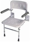 Aidapt Solo Standard Shower Seat with Legs and Backrest Padded Arms,Wall Mounted,Fold Flat Against Wall,Clip On/Off seat,Adjustable,Compact,Space Saver,Elderly,Disabled,FIXING SCREWS NOT SUPPLIED