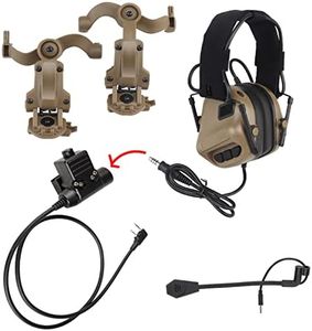 Hdlsina Tactical Shooting Headset + with U94 PTT 2pin with ARC Rail Adapter Noise Reduction & Sound Pickup Ear Protection (Tan)