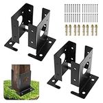 4Pcs Adjustable Heavy Duty Wood Fence Pergola Post Base Brackets kit, 4x4 Black Post Anchor Base Brackets for Deck Railing Mailbox Durable Easy to Use