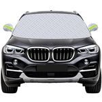 Mengine Car Windscreen Cover, Snow UV Ice Protection Car Windshield Cover with 9 Hidden Magnets & Side Wing Mirror Covers, Windshield Frost Guard Fit for Cars in All Weather (153 * 127cm)