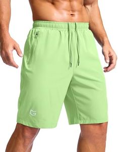 Men's Athletic Running Shorts with Zipper Pockets Quick Dry 7"/ 5"/ 9" Workout Gym Shorts for Basketball Hiking(Mint Moment,9XS)