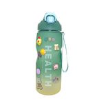 Drofail 1.5 Liters Large Water Bottle With Straw & Handle, Sport Canteen Bottle With Time Marking, Leakproof Gym Water Bottle For Women & Men - Multicolor - Plastic (Green (1.5 Liter))