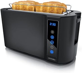 Arendo - Edelstahl Toaster Langschlitz 4 Scheiben - Touchscreen – Doppelwandgehäuse – 1500 W – Integrierter Brötchenaufsatz – 7 Bräunungsgrade – Brotzentrierung – Restzeitanzeige – Memoryfunktion