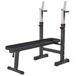 GORILLA SPORTS® Weight Bench - with Adjustable Dip Station and Barbell Rack, Foldable, 30 Degree, Incline, Flat, Black or White - Sit Up Bench, Workout Bench, Gym Bench, Training, Fitness (Black)