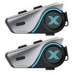 MAXRUNON D9 Motorcycle Bluetooth Headset with Audio Multitasking, Helmet Intercom System, Bluetooth 5.3, Noise Canceling, Universal Pairing, FM Radio, 1000mAh Battery, Fits Snowmobile/ATV/Ski, 2 Pack