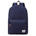 School Backpack,Vaschy Unisex Slim Lightweight Water-resistant Minimalist Backpack for College Schoolbag Travel Bookbag Navy