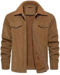 Xukk Men's Corduroy Fleece Jacket Winter Sherpa Lined Turn-Down Collar Trucker Coat Thick Warm Casual Outerwear with Pockets(Brown,M)