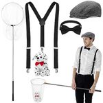 Mepase 5 Pcs Halloween Dog Catcher Costume Kit Dog Catcher and dalmatian costume for Halloween Couple Cosplay