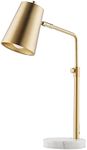 CO-Z Gold Desk Lamps with Marble Base, Elegant Metal Shade Task Lamps with 9.5W E26 Bulb for Table Living Room Bedroom Reading