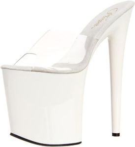 Pleaser FLAMINGO-801, Sandali Donna, Bianco (Clr/Wht), 38