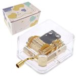 It's a Small World Music Box, Clear Gold Hand Crank Musical Box for Mom/Dad/Daughter/Son - Unique Best Gifts for Birthday Christmas Wedding Valentine's Day