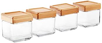 Anchor Hocking 1-Quart Stackable Jars with Bamboo Lids, Set of 4